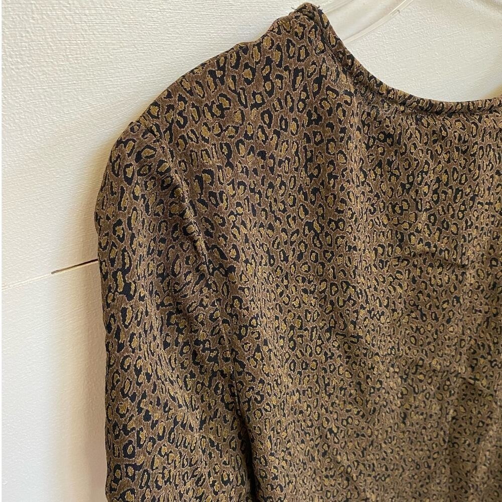 Carole Little Wmns Brown Leopard Print Rayon Short Sleeve Blouse Size 12 142644H - Picture 9 of 10